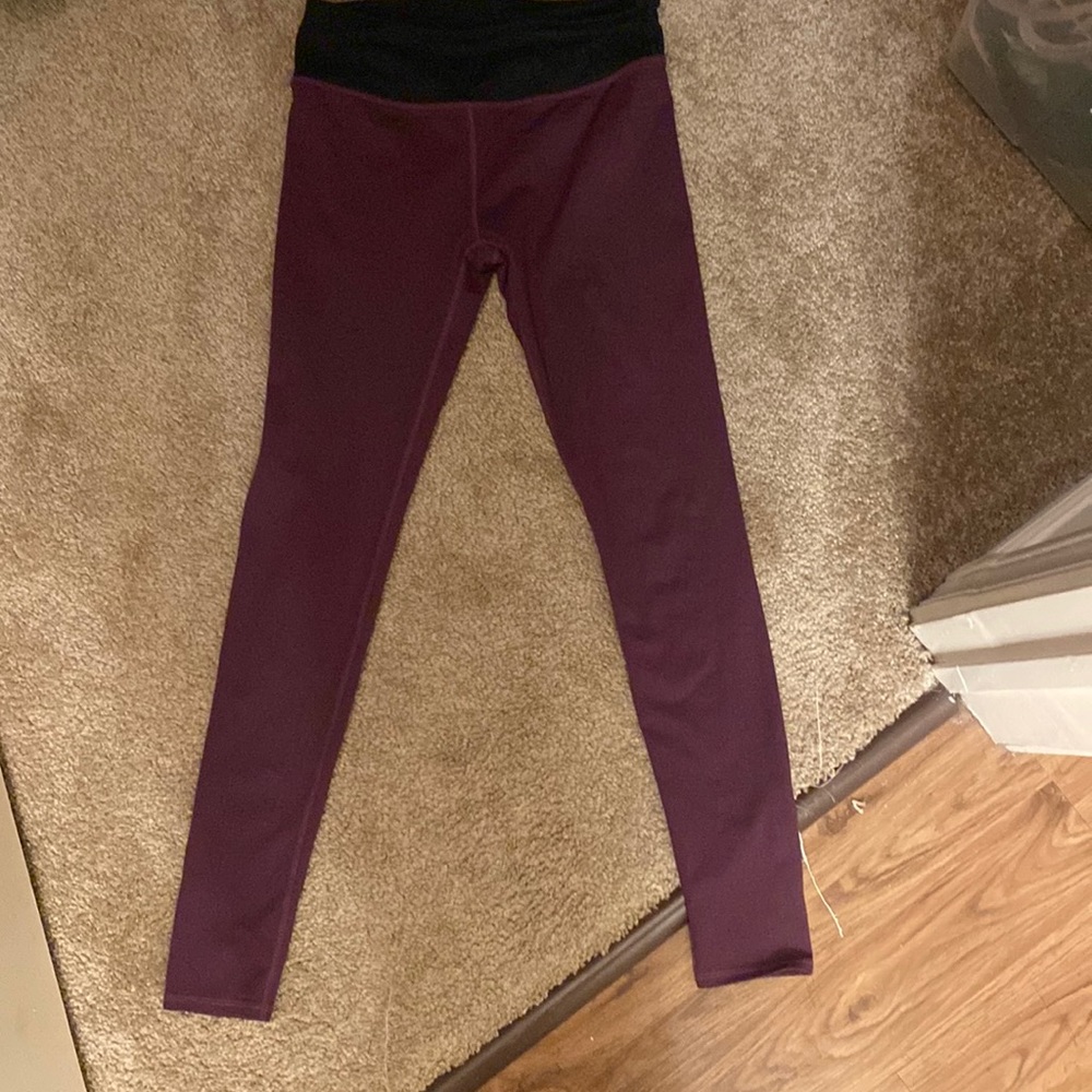 Fabletics purple leggings with black waistband